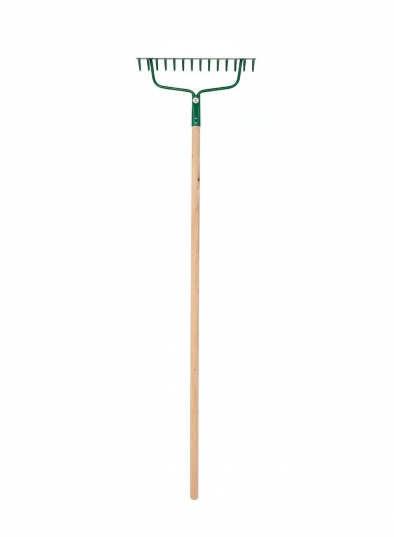 Egardenkart Garden Rake Outdoor - Metal Garden Leaf Rake with Long Wooden Stick for Gardening Tools - Image 1